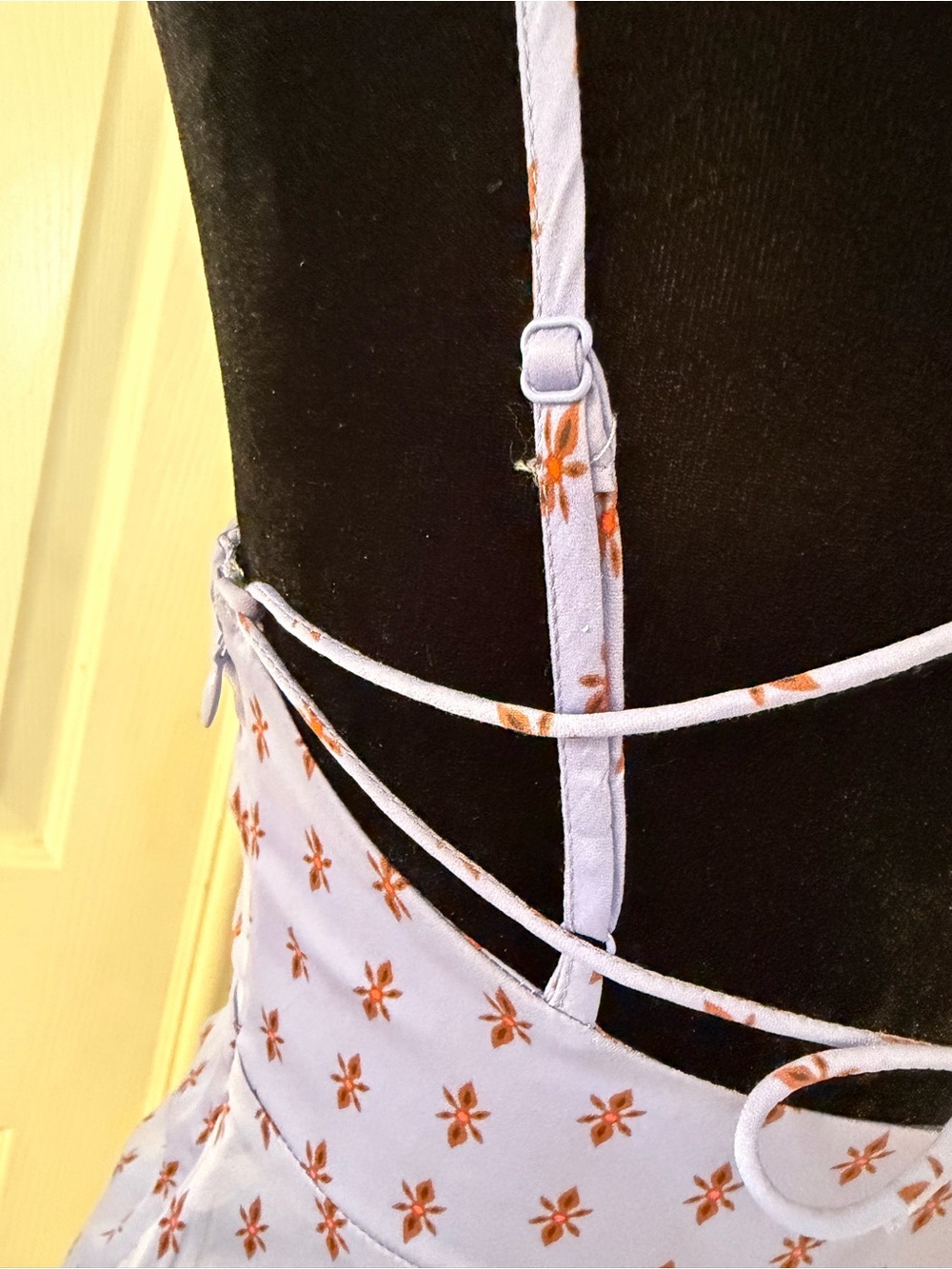 Free People Midi Slip Dress Lavender Print Tie Strap Sz 0 Party Sexy Boho Spring - Picture 9 of 16